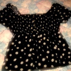 Black daisy pattern blouse